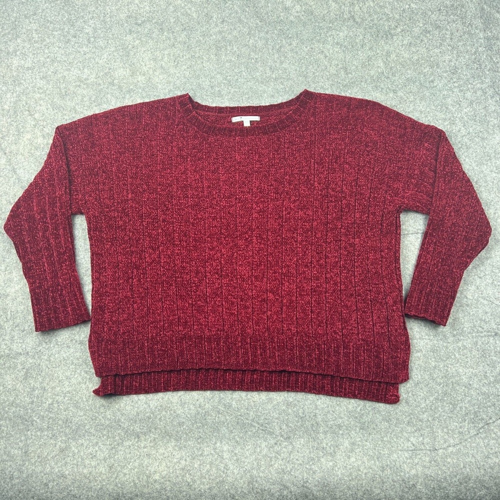 Seven7 Sweater Womens 2X XXL Red Wine‎ Chenille Cable Knit Pullover Soft Cozy